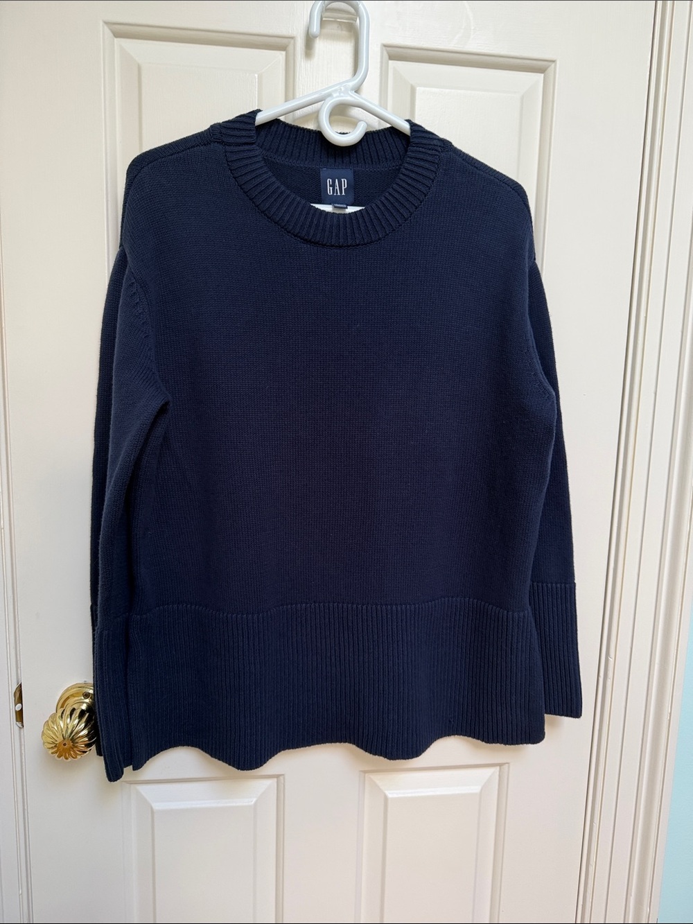 Gap sz M oversize 100% cotton sweater in navy - deep ribbed hem & sleeves - luxe